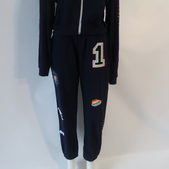 NWT Lauren Moshi Navy Multi (Item- 304) 2 Pc Graphic Zip Hoodie Jogger Set S - Picture 12 of 16